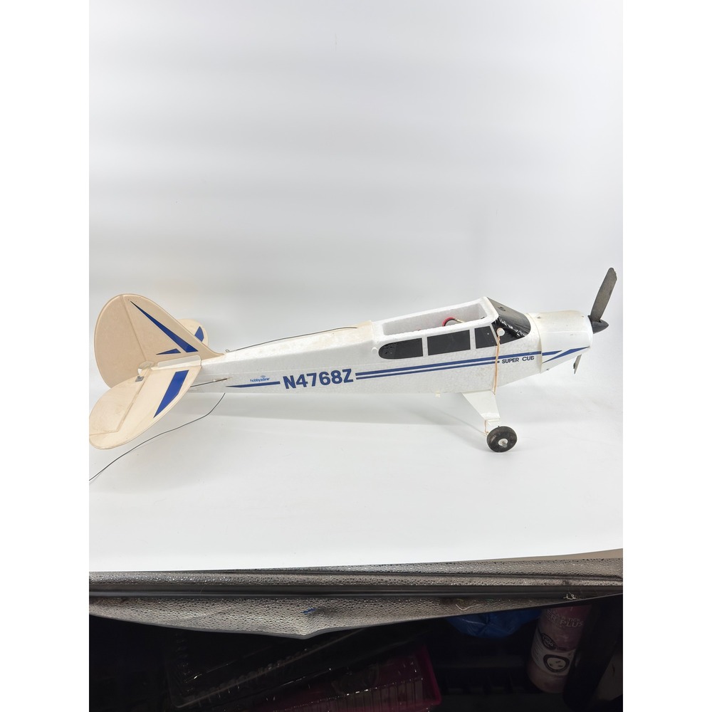 HobbyZone Super Cub RC Airplane White Blue N4768Z Untested - Picture 8 of 16